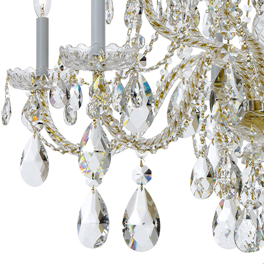 Traditional Crystal 12 Light Hand Cut Crystal Polished Brass Chandelier Crystorama