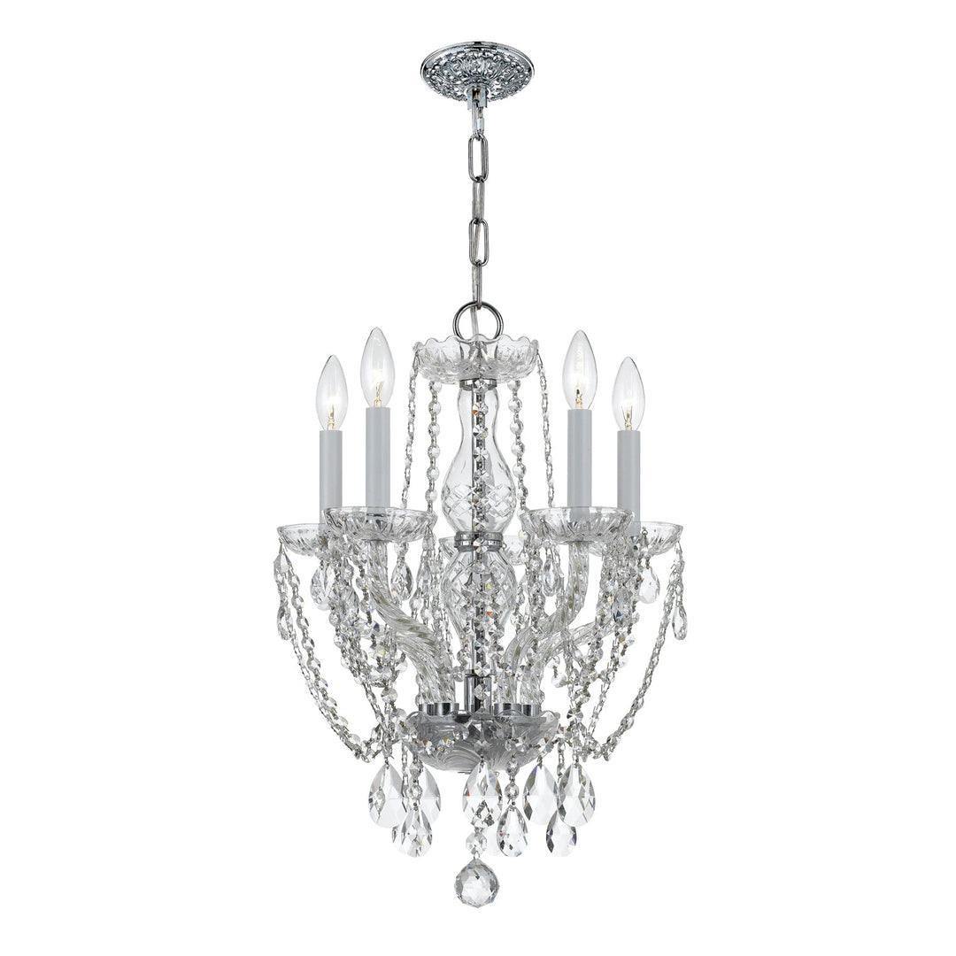 Traditional Crystal 5 Light Hand Cut Crystal Polished Chrome Mini Chandelier Crystorama