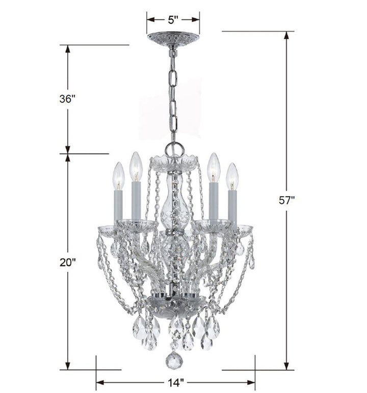 Traditional Crystal 5 Light Hand Cut Crystal Polished Chrome Mini Chandelier Crystorama