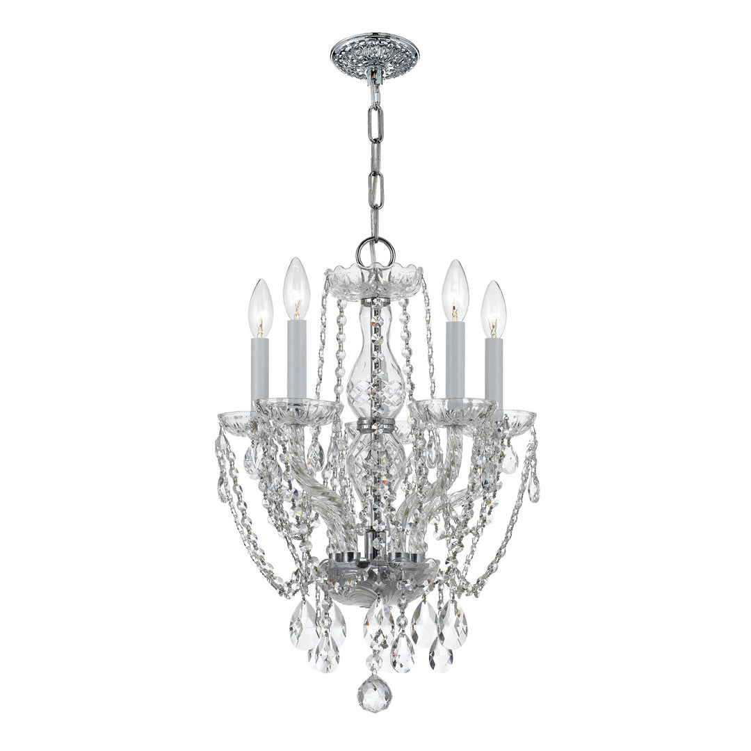 Traditional Crystal 5 Light Swarovski Strass Crystal Polished Chrome Mini Chandelier Crystorama