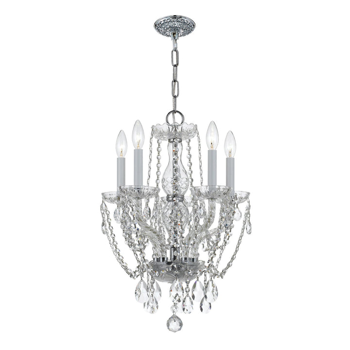 Traditional Crystal 5 Light Swarovski Strass Crystal Polished Chrome Mini Chandelier Crystorama