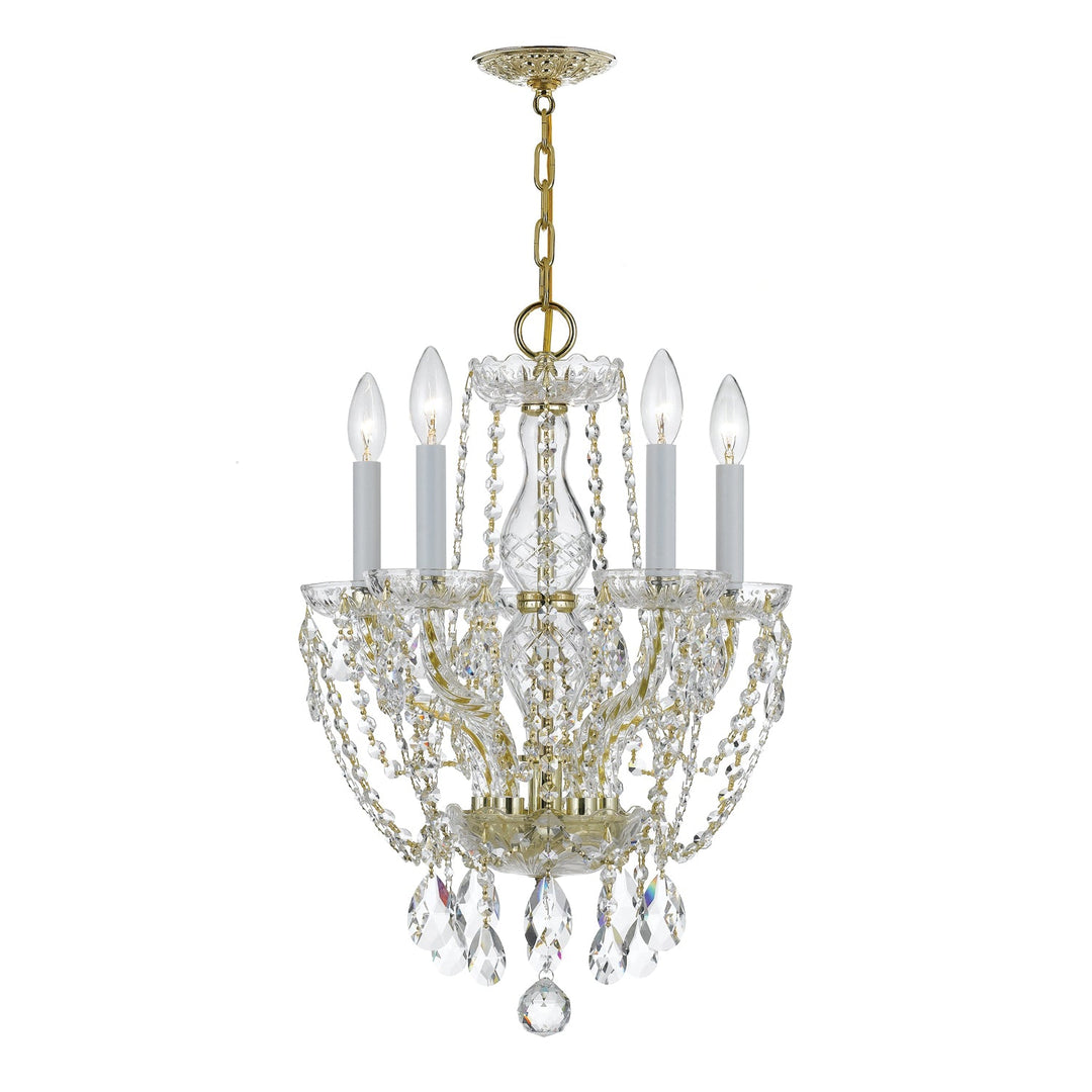 Traditional Crystal 5 Light Swarovski Strass Crystal Polished Brass Mini Chandelier Crystorama