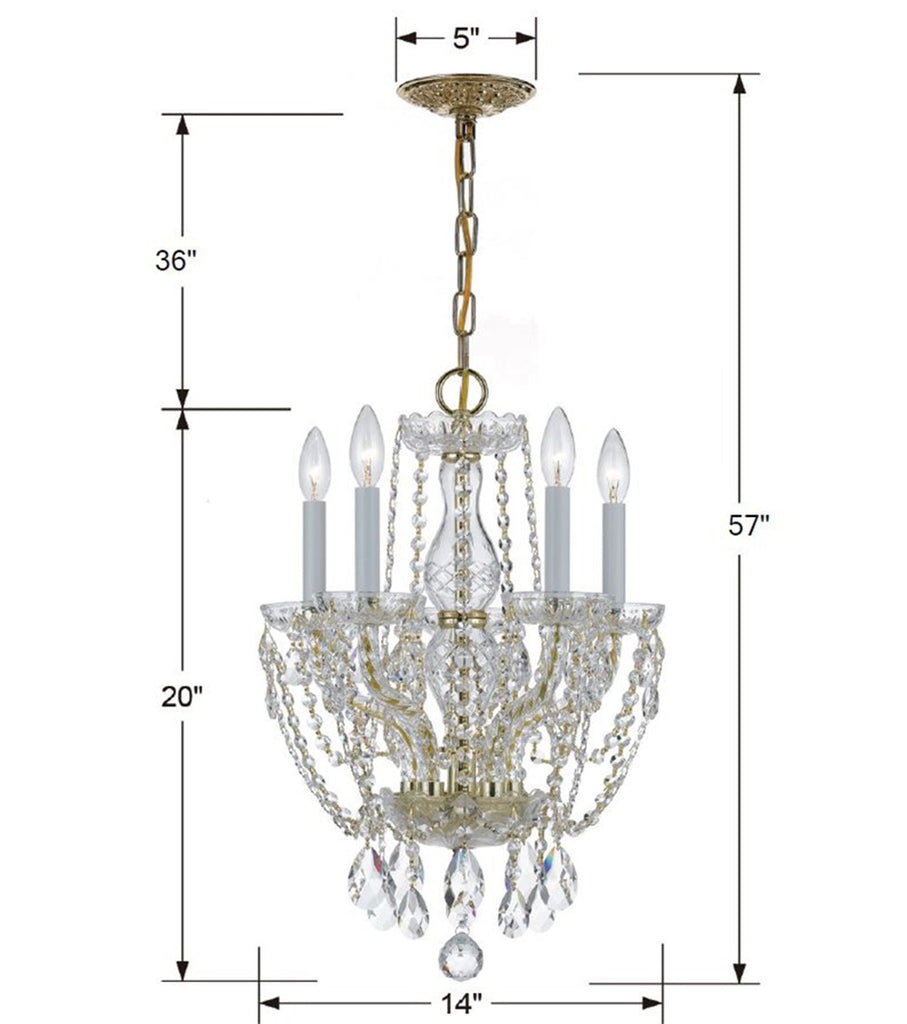 Traditional Crystal 5 Light Spectra Crystal Polished Brass Mini Chandelier Crystorama