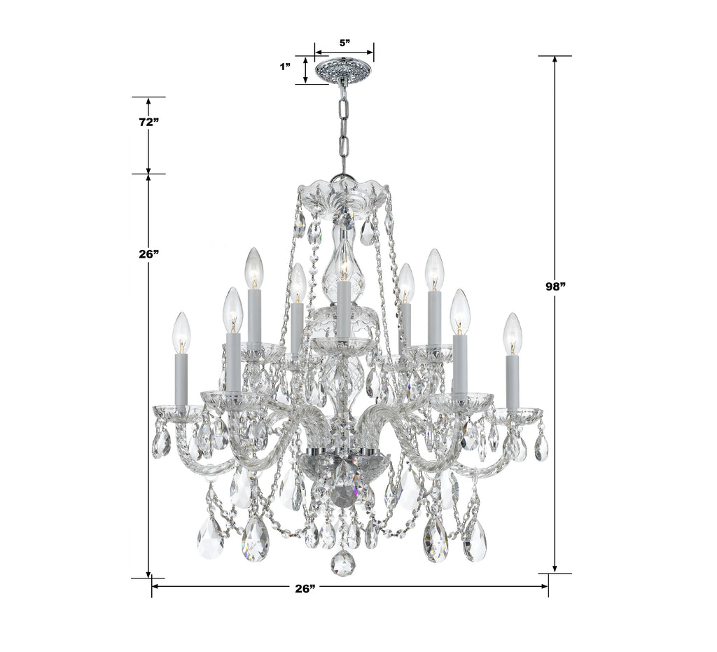 Traditional Crystal 10 Light Swarovski Strass Crystal Polished Chrome Chandelier Crystorama