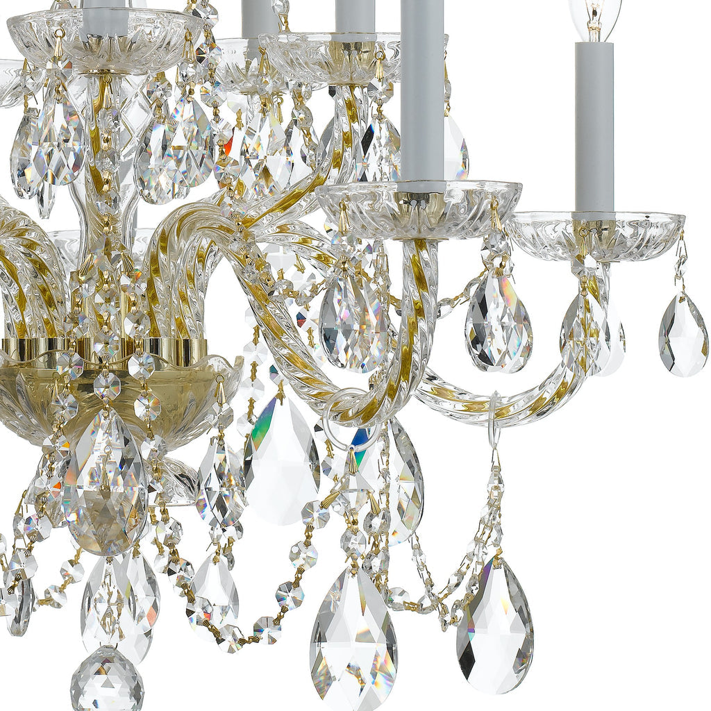 Traditional Crystal 10 Light Hand Cut Crystal Polished Brass Chandelier Crystorama