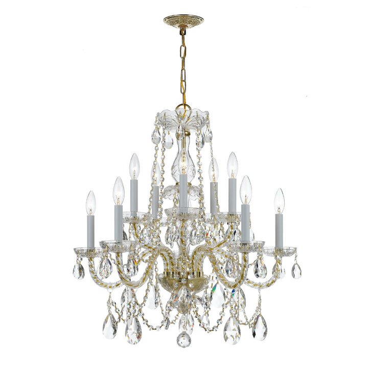 Traditional Crystal 10 Light Swarovski Strass Crystal Polished Brass Chandelier Crystorama