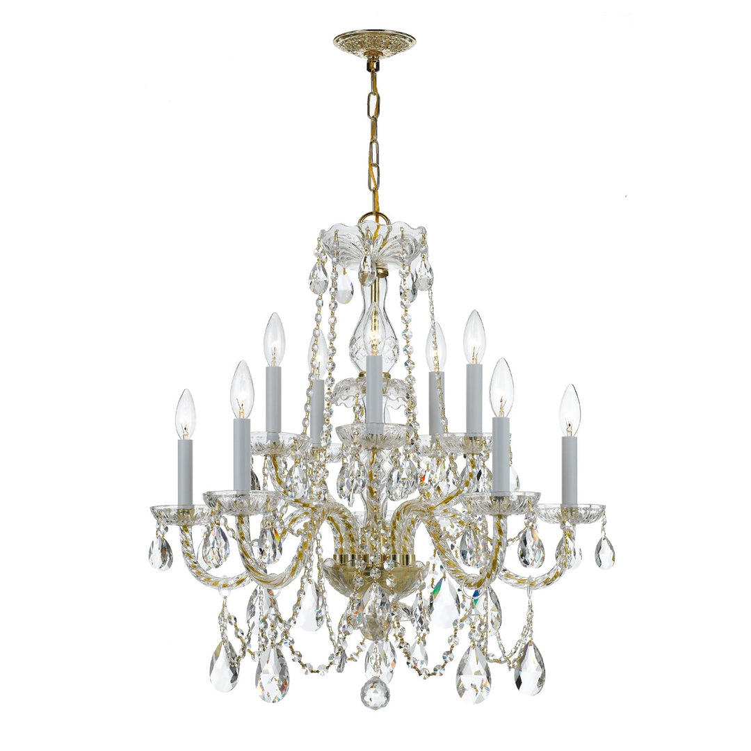 Traditional Crystal 10 Light Spectra Crystal Polished Brass Chandelier Crystorama