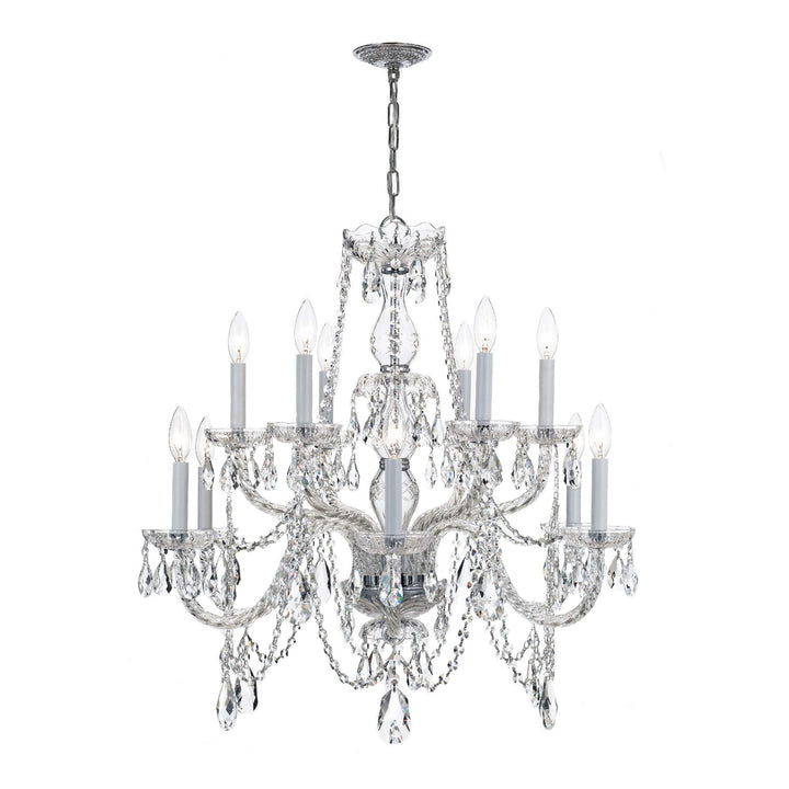 Traditional Crystal 12 Light Hand Cut Crystal Polished Chrome Chandelier Crystorama