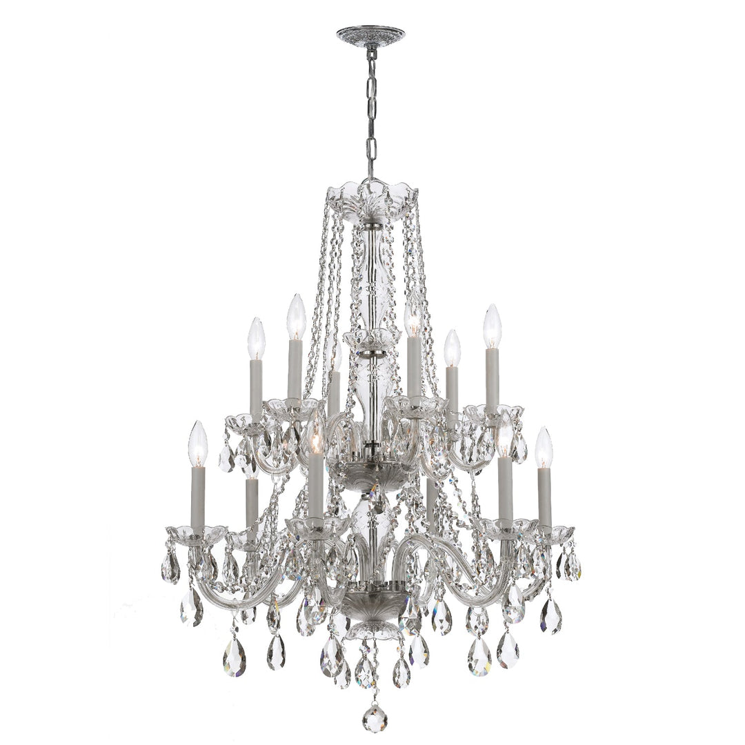 Traditional Crystal 12 Light Hand Cut Crystal Polished Chrome Chandelier Crystorama