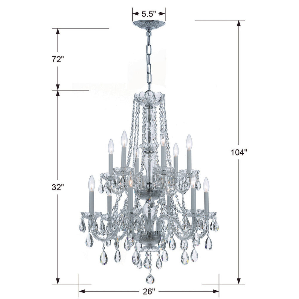 Traditional Crystal 12 Light Spectra Crystal Polished Chrome Chandelier Crystorama