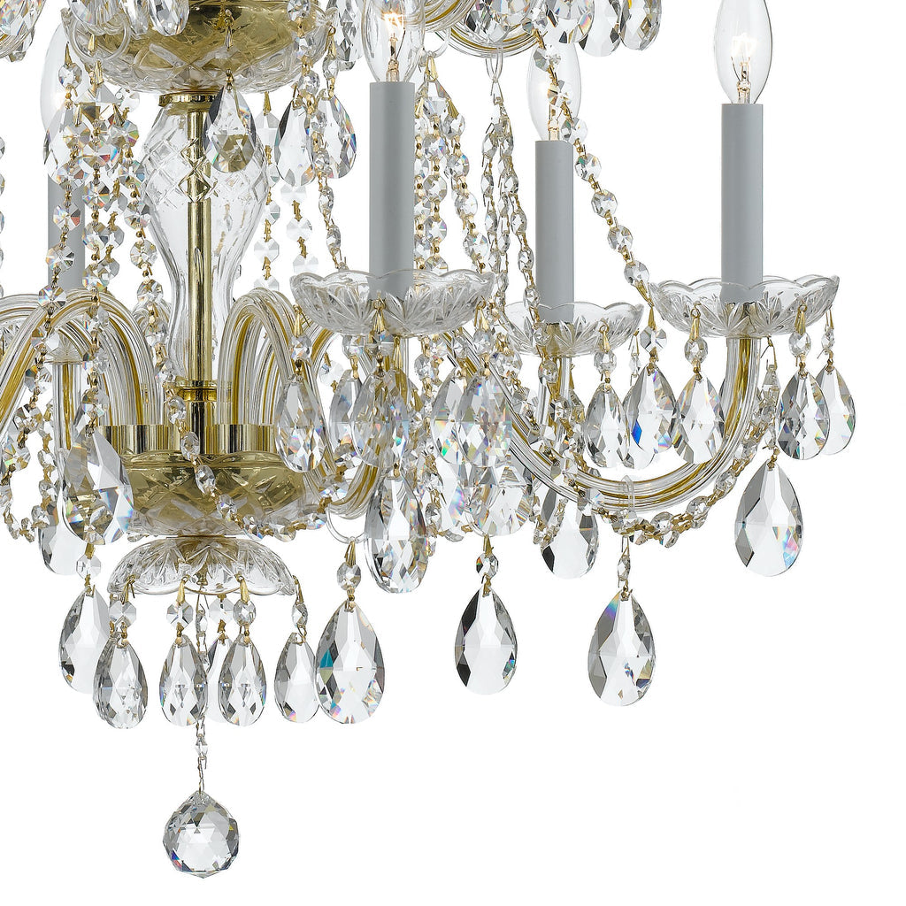 Traditional Crystal 12 Light Hand Cut Crystal Polished Brass Chandelier Crystorama