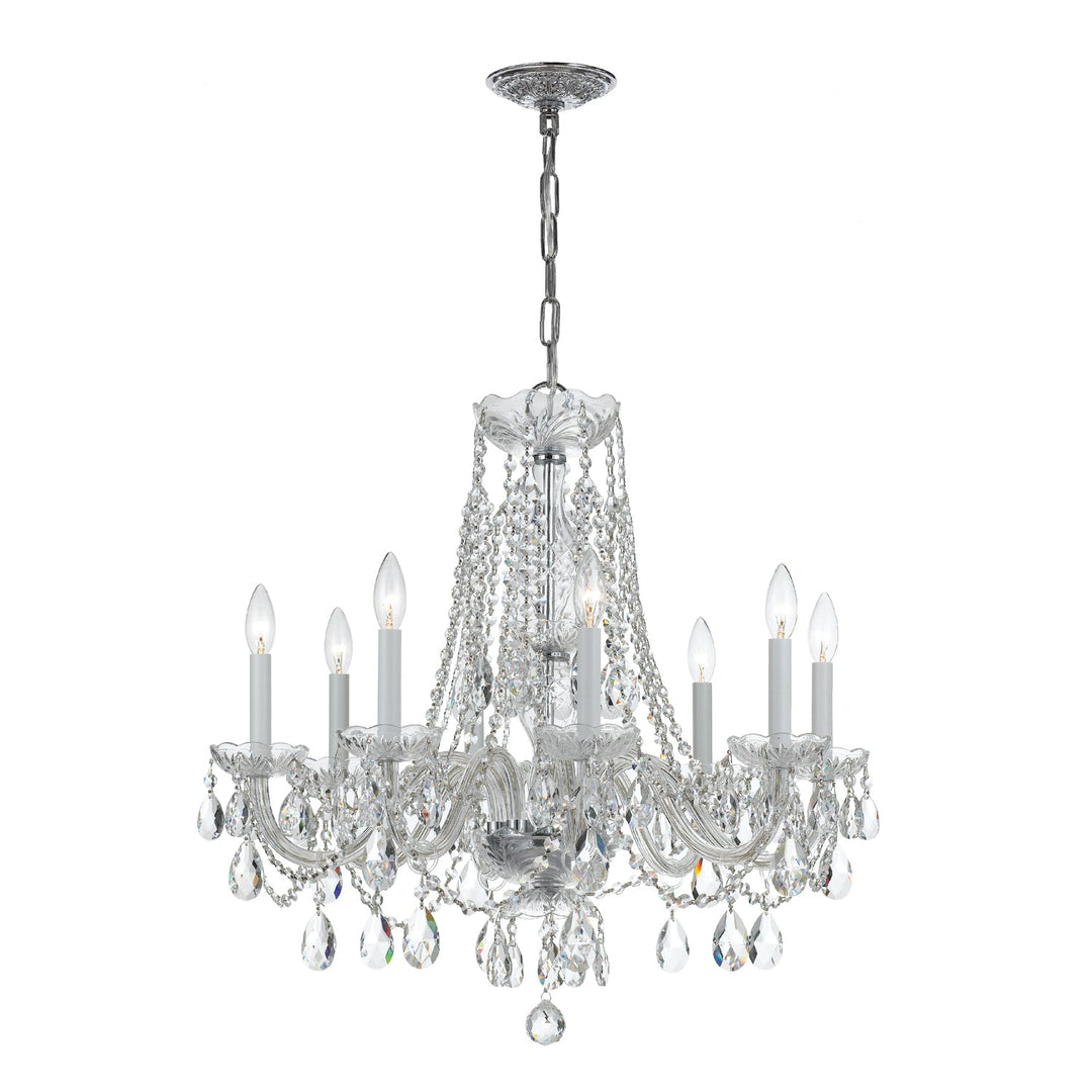 Traditional Crystal 8 Light Hand Cut Crystal Polished Chrome Chandelier Crystorama