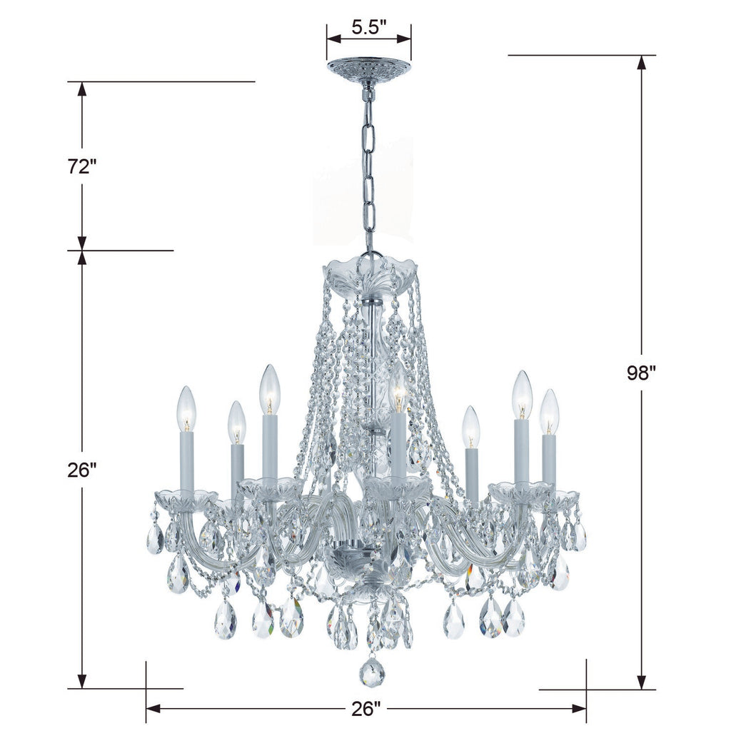 Traditional Crystal 8 Light Hand Cut Crystal Polished Chrome Chandelier Crystorama