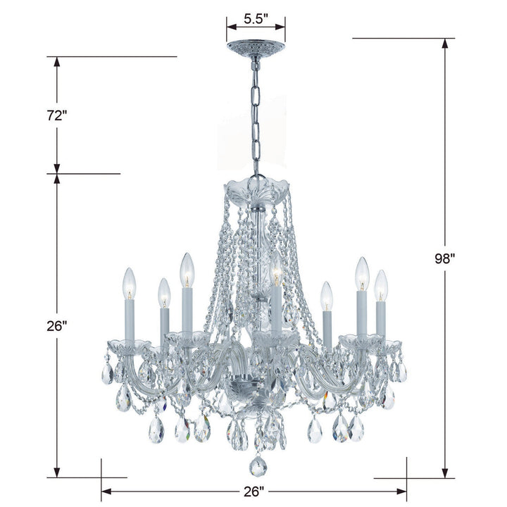 Traditional Crystal 8 Light Hand Cut Crystal Polished Chrome Chandelier Crystorama