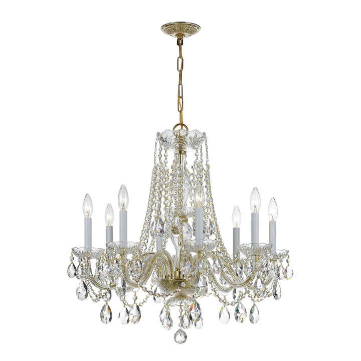 Traditional Crystal 8 Light Hand Cut Crystal Polished Brass Chandelier Crystorama