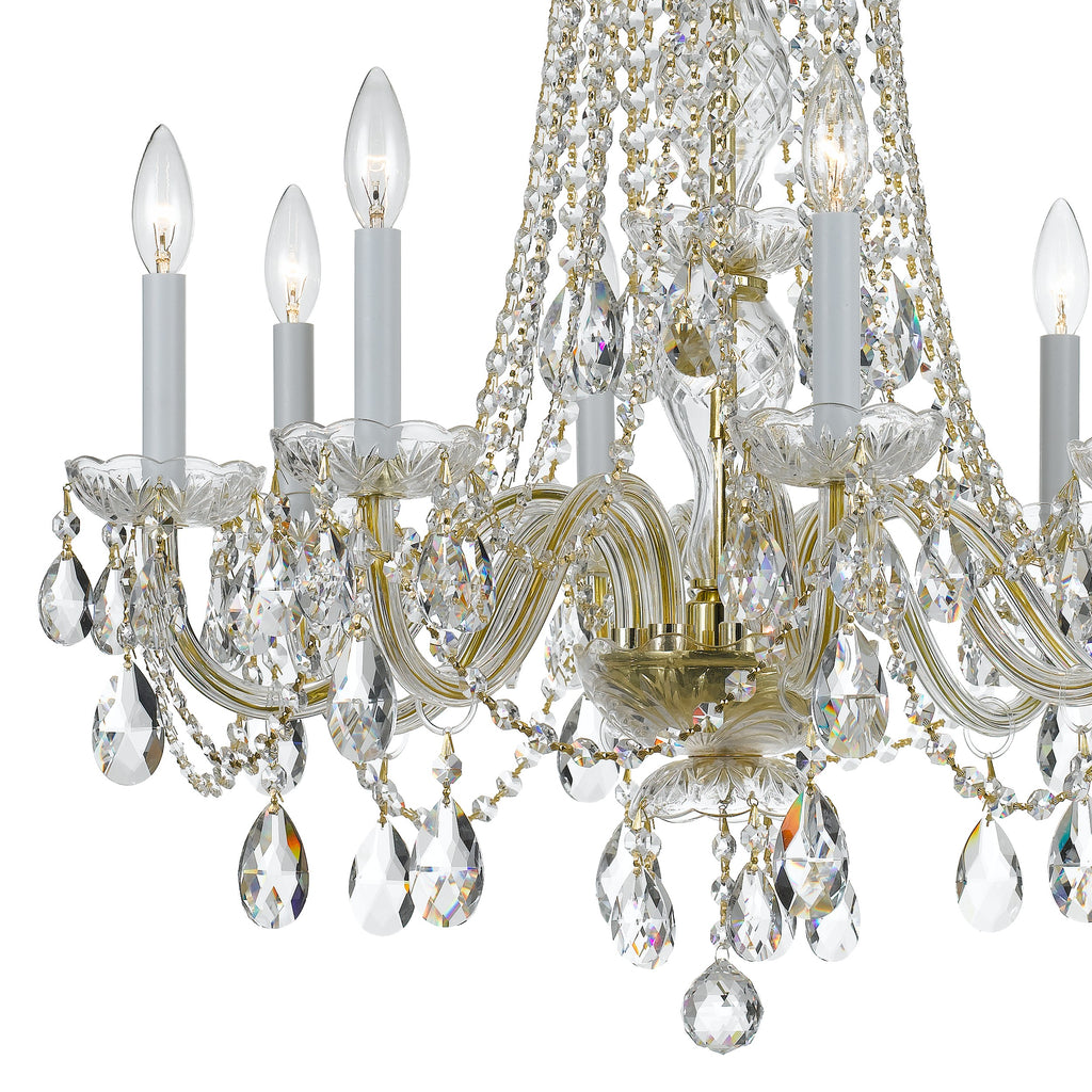 Traditional Crystal 8 Light Hand Cut Crystal Polished Brass Chandelier Crystorama