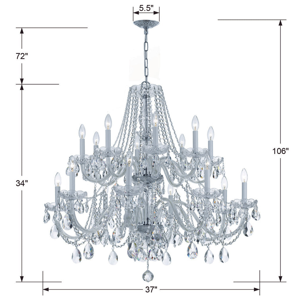 Traditional Crystal 16 Light Hand Cut Crystal Polished Chrome Chandelier Crystorama