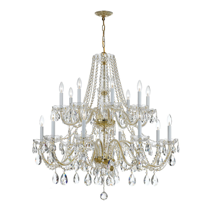 Traditional Crystal 16 Light Hand Cut Crystal Polished Brass Chandelier Crystorama