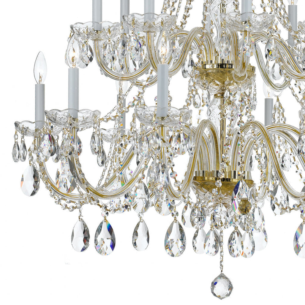 Traditional Crystal 16 Light Hand Cut Crystal Polished Brass Chandelier Crystorama