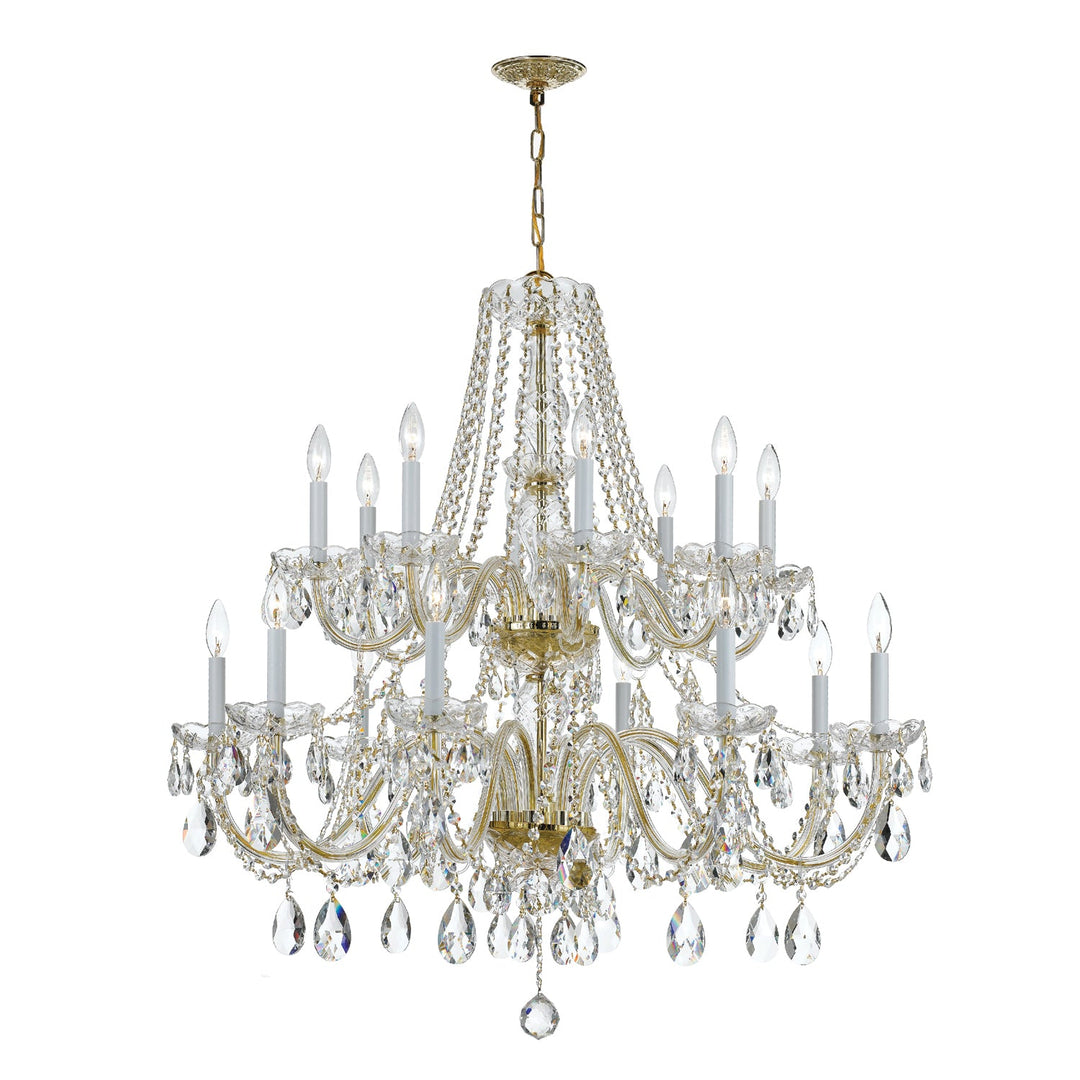 Traditional Crystal 16 Light Spectra Crystal Polished Brass Chandelier Crystorama