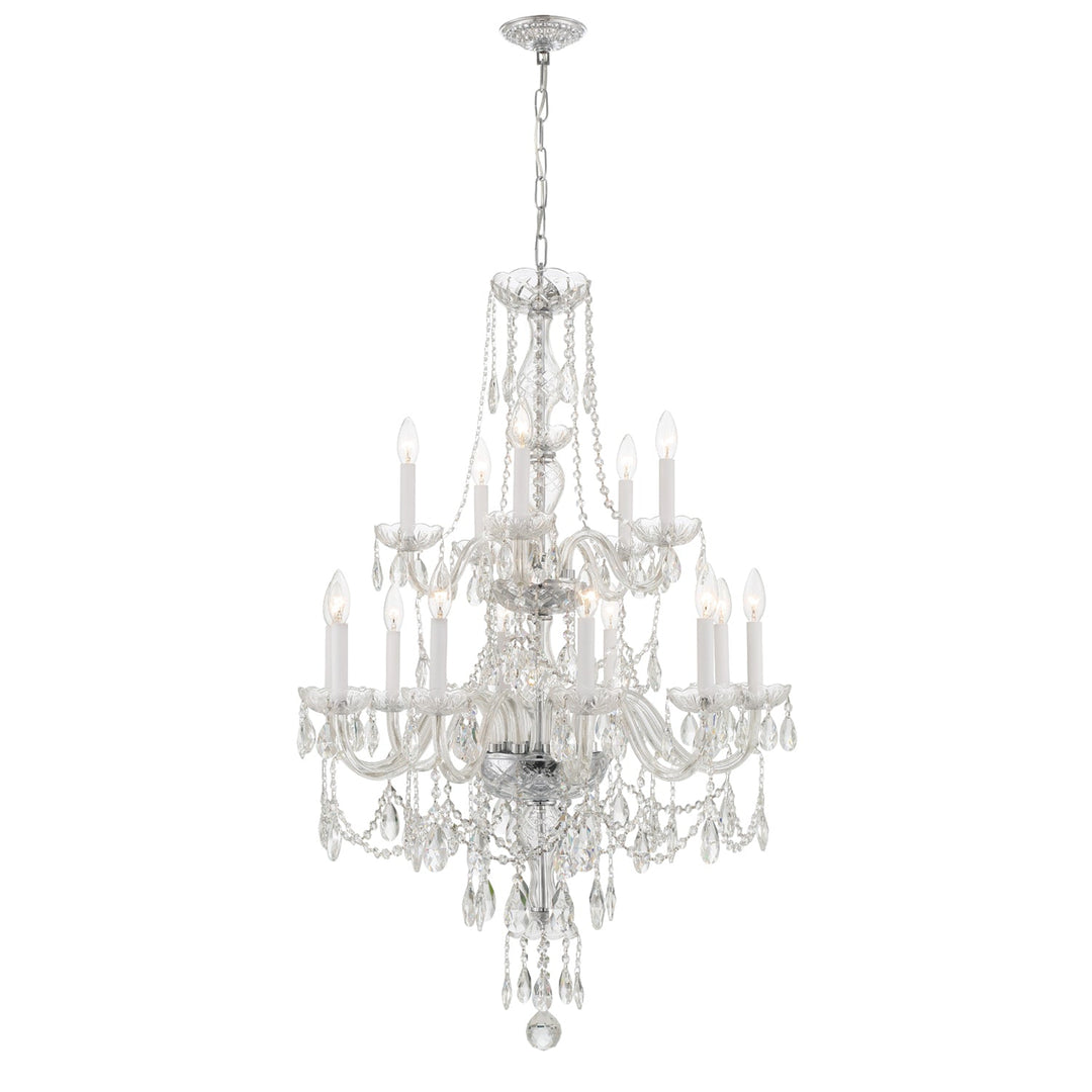 Traditional Crystal 15 Light Hand Cut Crystal Polished Chrome Chandelier Crystorama