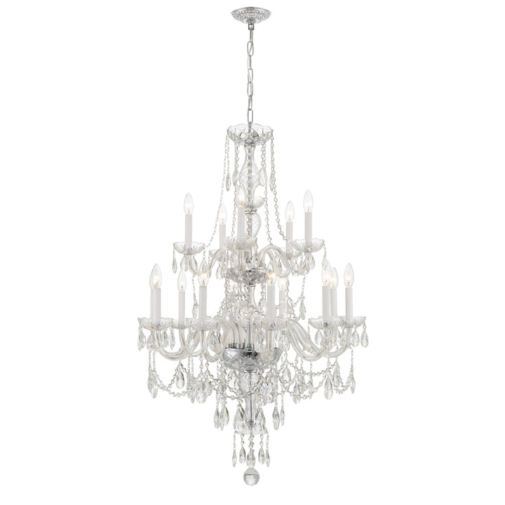 Traditional Crystal 15 Light Hand Cut Crystal Polished Chrome Chandelier Crystorama