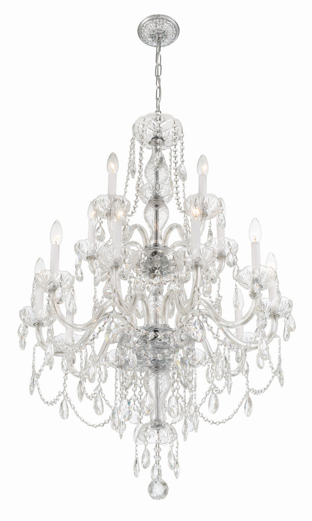 Traditional Crystal 15 Light Hand Cut Crystal Polished Chrome Chandelier Crystorama