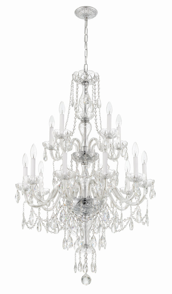 Traditional Crystal 15 Light Hand Cut Crystal Polished Chrome Chandelier Crystorama