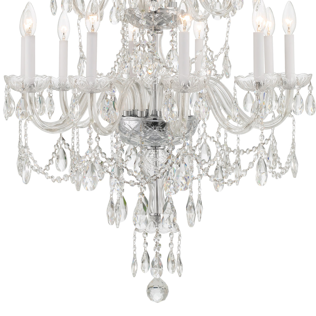 Traditional Crystal 15 Light Hand Cut Crystal Polished Chrome Chandelier Crystorama