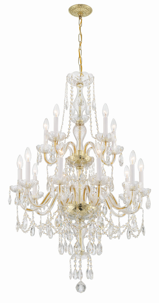 Traditional Crystal 15 Light Hand Cut Crystal Polished Brass Chandelier Crystorama