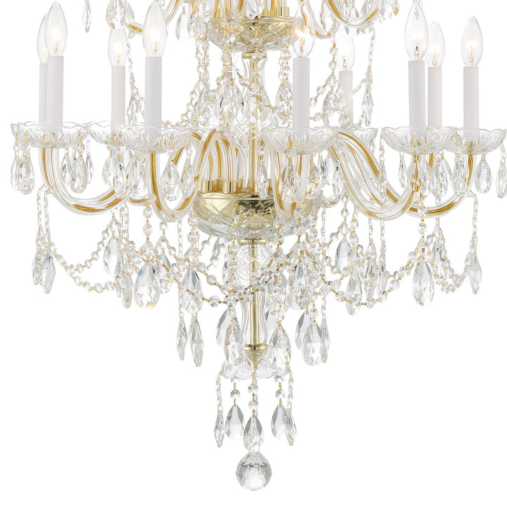 Traditional Crystal 15 Light Hand Cut Crystal Polished Brass Chandelier Crystorama