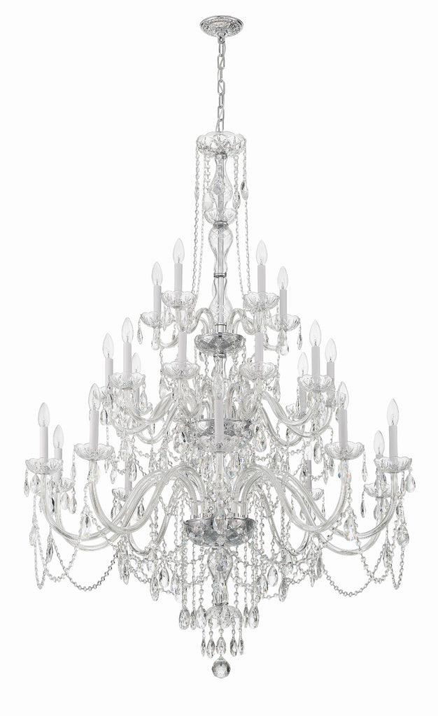 Traditional Crystal 25 Light Hand Cut Crystal Polished Chrome Chandelier Crystorama