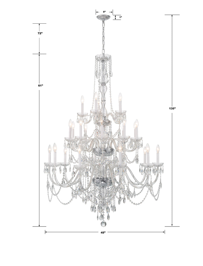 Traditional Crystal 25 Light Hand Cut Crystal Polished Chrome Chandelier Crystorama