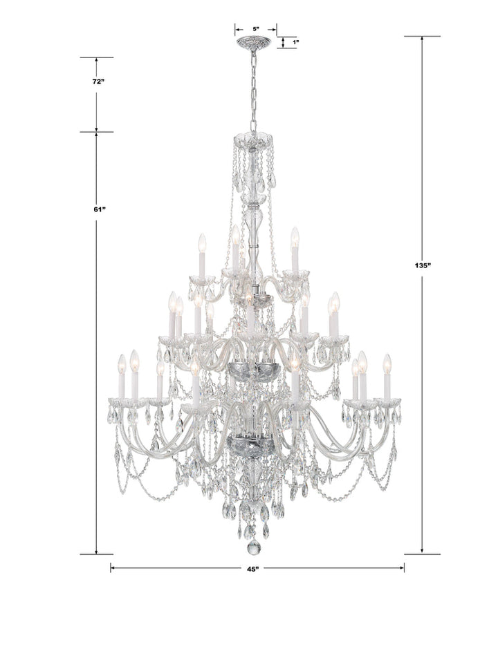 Traditional Crystal 25 Light Hand Cut Crystal Polished Chrome Chandelier Crystorama