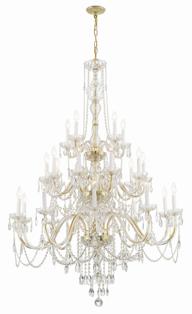 Traditional Crystal 25 Light Hand Cut Crystal Polished Brass Chandelier Crystorama