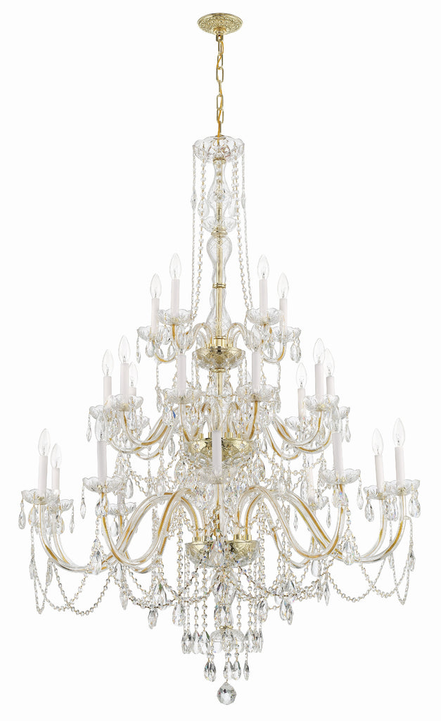 Traditional Crystal 25 Light Hand Cut Crystal Polished Brass Chandelier Crystorama