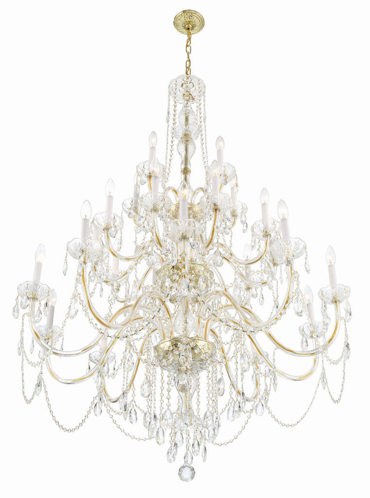 Traditional Crystal 25 Light Hand Cut Crystal Polished Brass Chandelier Crystorama