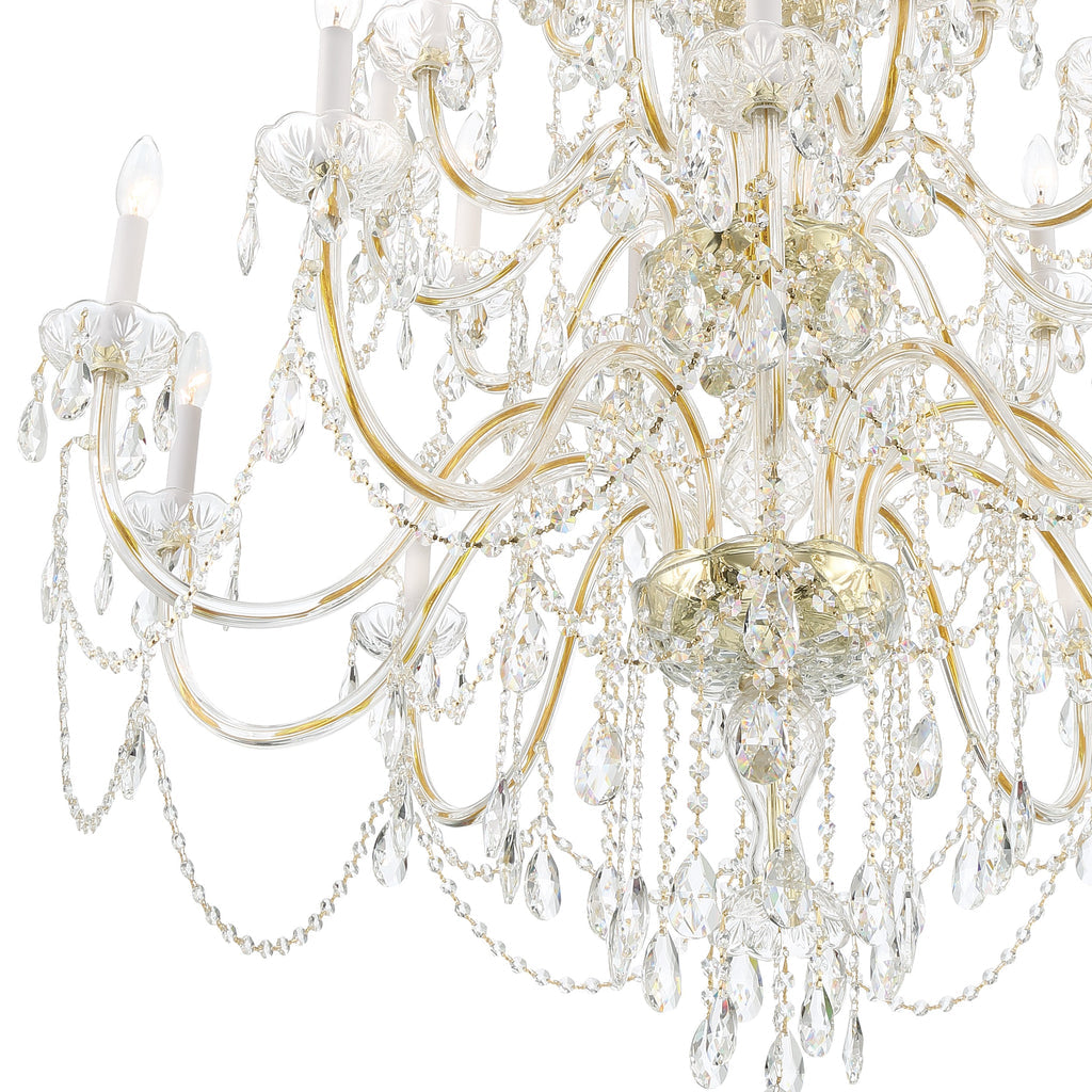 Traditional Crystal 25 Light Hand Cut Crystal Polished Brass Chandelier Crystorama