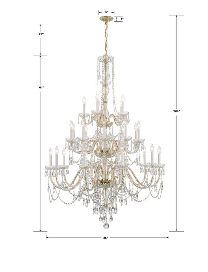 Traditional Crystal 25 Light Hand Cut Crystal Polished Brass Chandelier Crystorama