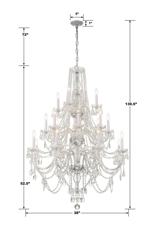 Traditional Crystal 20 Light Hand Cut Crystal Polished Chrome Chandelier Crystorama