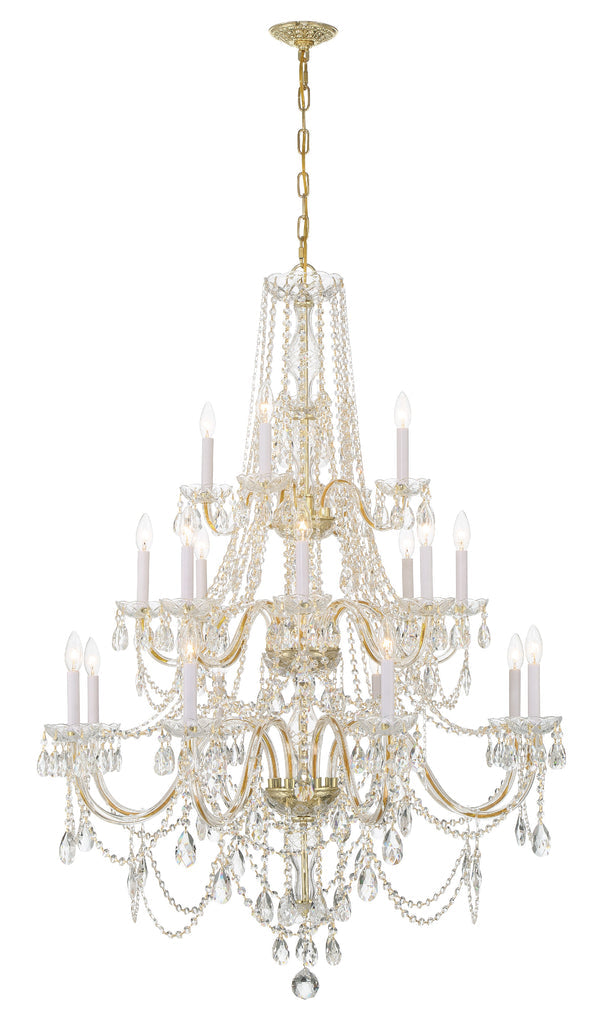 Traditional Crystal 20 Light Hand Cut Crystal Polished Brass Chandelier Crystorama