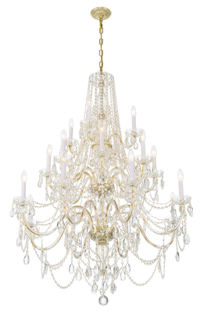 Traditional Crystal 20 Light Hand Cut Crystal Polished Brass Chandelier Crystorama