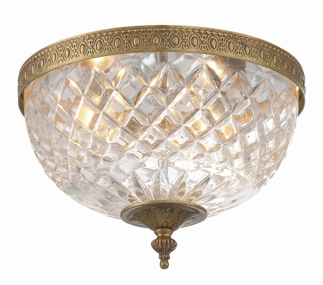 Crystorama Crystorama Crystorama 3 Light Olde Brass Crystal Flush Mount