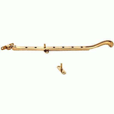 COPPER MOUNTAIN HARDWARE 12 Inch Long Georgian Roped Casement Window Stay (Polished Brass Finish)