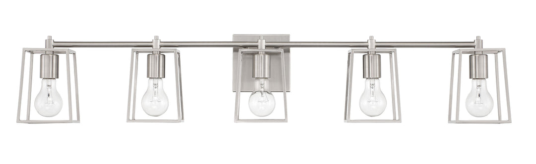 ##Antique Hardware## Dunn 5 Light Vanity in Brushed Polished Nickel