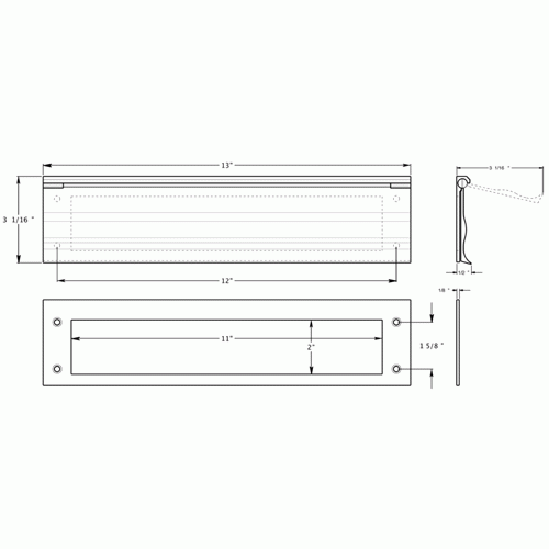 DELTANA 13 Inch Brass Mail & Letter Flap Slot (Lifetime Polished Brass Finish)