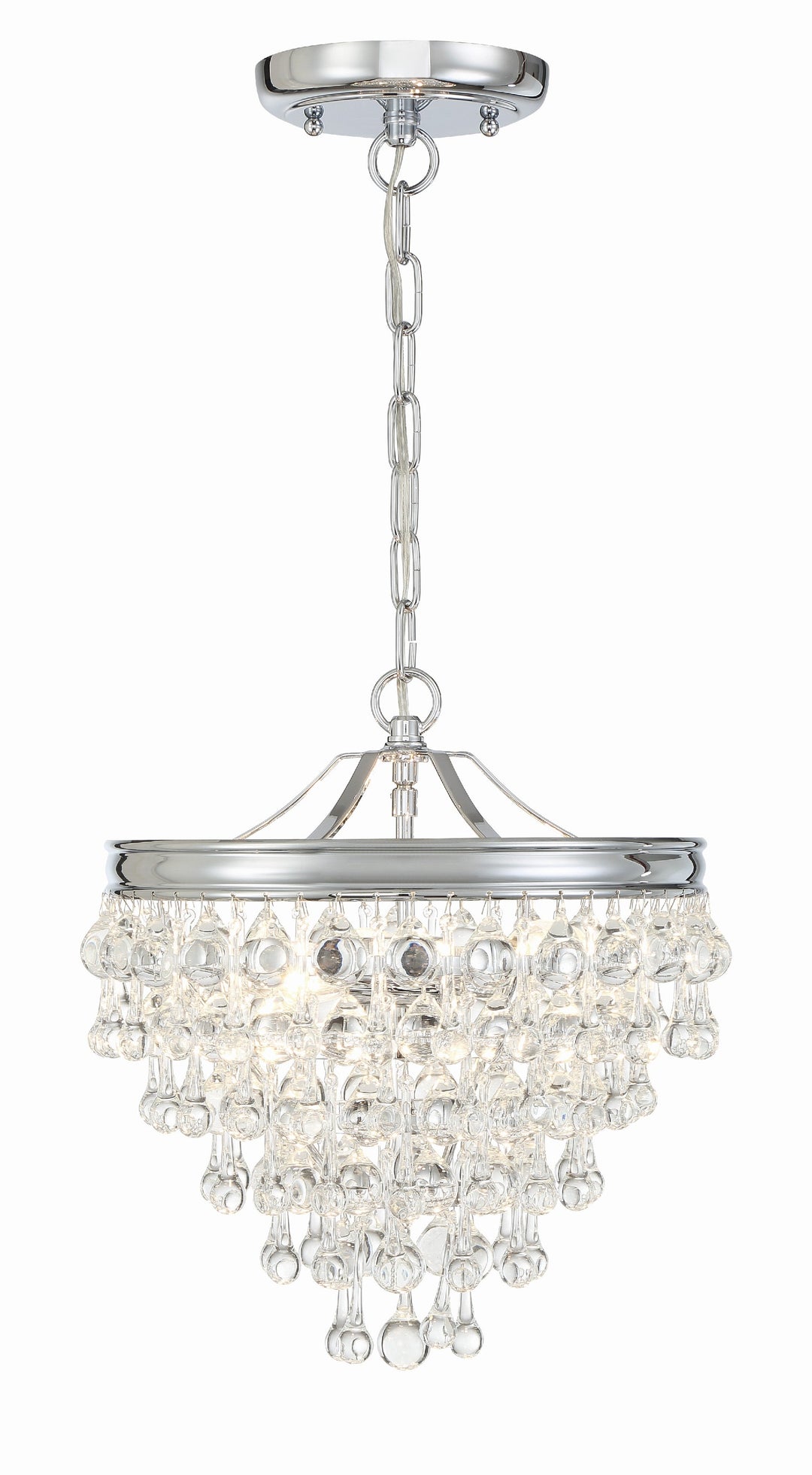 Calypso 3 Light Crystal Teardrop Polished Chrome Mini Chandelier Crystorama