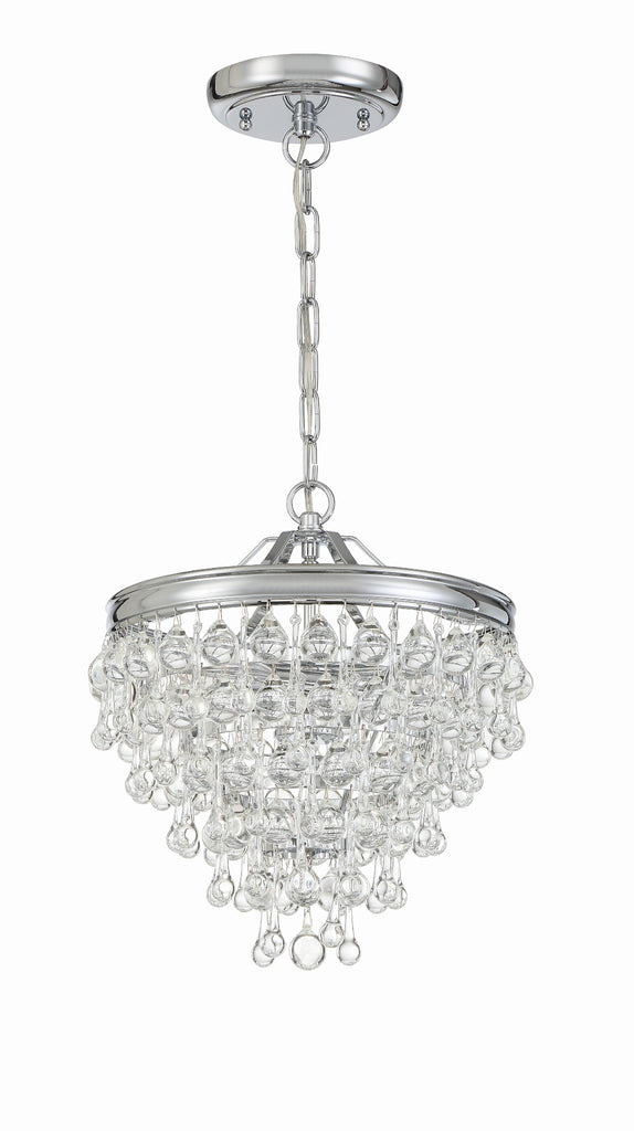 Calypso 3 Light Crystal Teardrop Polished Chrome Mini Chandelier Crystorama