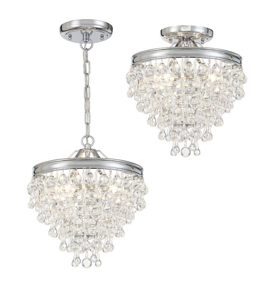 Calypso 3 Light Crystal Teardrop Polished Chrome Mini Chandelier Crystorama