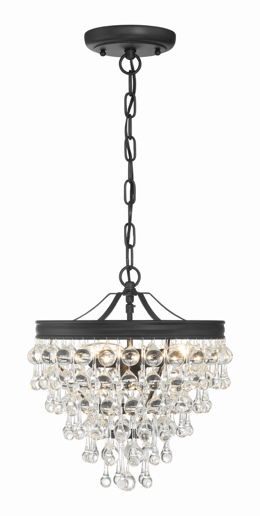 Calypso 3 Light Matte Black Mini Chandelier Crystorama